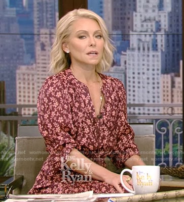 Kelly’s red floral ruffled dress on Live With Kelly and Ryan