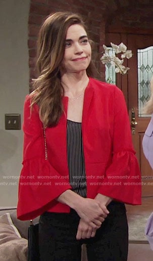 Victoria’s red bell-sleeve jacket on The Young and the Restless