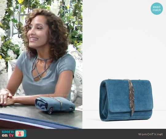 Zara Leather Crossbody Bag with Metal Detail worn by Lily Winters (Christel Khalil) on The Young and the Restless