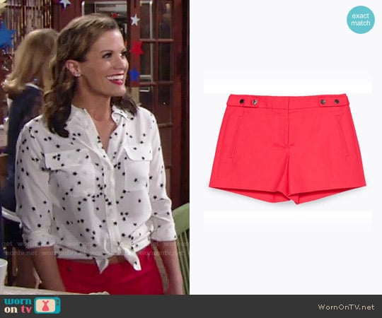 Zara Shorts With Press-Stud Waist worn by Chelsea Lawson (Melissa Claire Egan) on The Young and the Restless