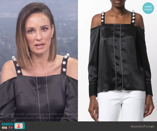 Embellished Cold-Shoulder Blouse by 3.1 Phillip Lim worn by Catt Sadler on E! News