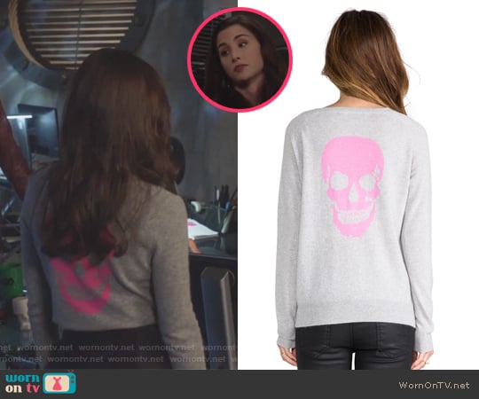 Skull Cashmere Luther Crew Neck Sweater by 360 Sweater worn by Camille Engelson (Allison Scagliotti) on Stitchers