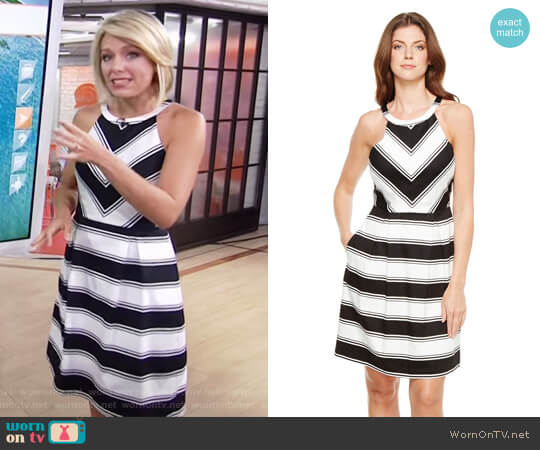 Stripe Halter Neck Dress by Adrianna Papell worn by Dylan Dreyer on Today