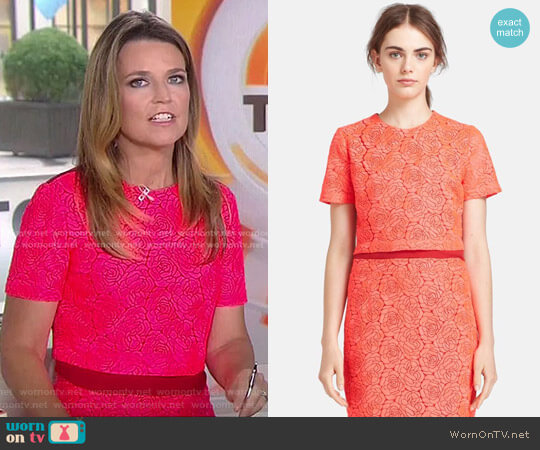 WornOnTV: Savannah’s neon pink rose cropped top and skirt on Today ...