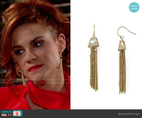 Alexis Bittar Chain Tassel Drop Earrings worn by Sally Spectra (Courtney Hope) on The Bold and the Beautiful