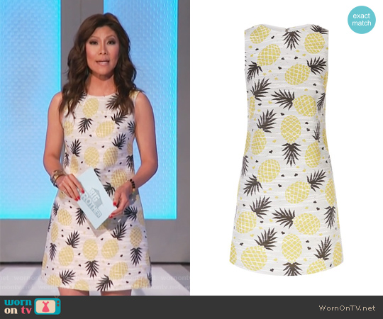Clyde Pineapple Shift Dress by Alice + Olivia worn by Julie Chen  on Big Brother