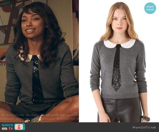 Delray Sequin Tie Sweater by Alice + Olivia worn by Samantha White (Logan Browning) on Dear White People