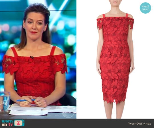 Cherry Lace Dress by Anthea Crawford worn by Gorgi Coghlan on The Project