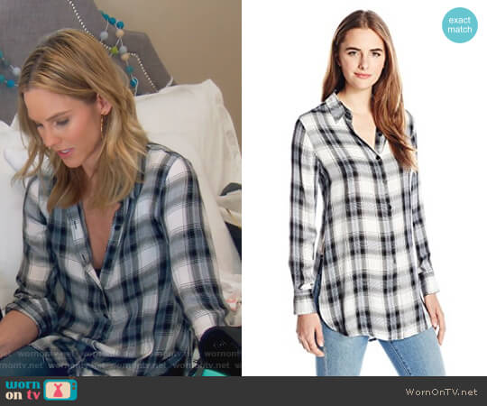 Deacon Plaid Shirt with Side Slits by BB Dakota worn by Meghan King Edmonds on The Real Housewives of Orange County