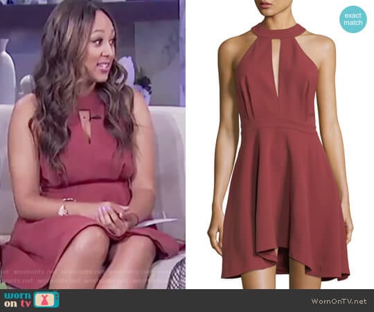 Witness Dress in Marsala by C/Meo Collective worn by Tamera Mowry on The Real