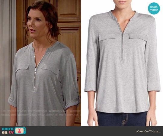 Calvin Klein Zip Placket Top worn by Sheila Carter (Kimberlin Brown) on The Bold and the Beautiful