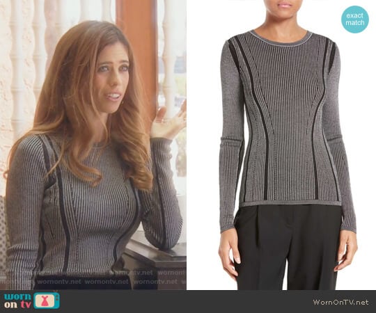 Ribbed Merino Wool Blend Top by Diane von Furstenberg worn by Lydia McLaughlin on The Real Housewives of Orange County