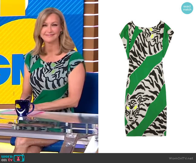 Asher Printed Crepe Dress by  Diane Von Furstenburg worn by Lara Spencer on Good Morning America