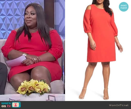 Cold Shoulder Shift Dress by Eliza J worn by Loni Love on The Real