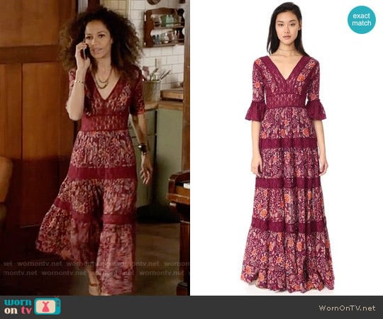 Free People Dulce Maria Maxi Dress worn by Lena Adams Foster (Sherri Saum) on The Fosters