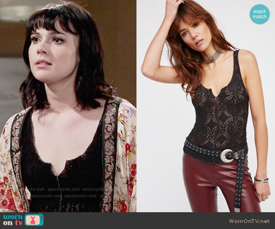 Free People Pucker Lace Notch Cami worn by Tessa Porter (Cait Fairbanks) on The Young and the Restless