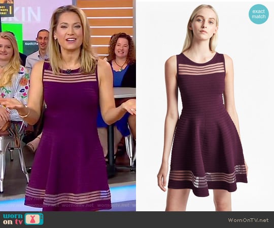 Tobey Crepe Knit Mini Skater Dress by French Connection worn by Ginger Zee on Good Morning America