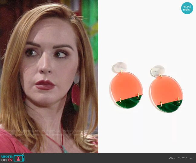 J. Crew Lucite statement earrings worn by Mariah Copeland (Camryn Grimes) on The Young and the Restless