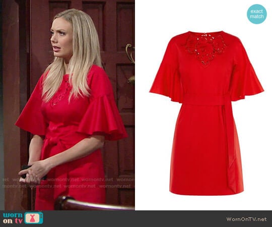 Karen Millen Embroidered Tie Waist Dress worn by Abby Newman (Melissa Ordway) on The Young and the Restless