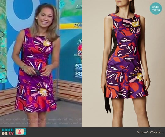 Floral Cotton Mini Dress by Karen Millen worn by Ginger Zee on Good Morning America