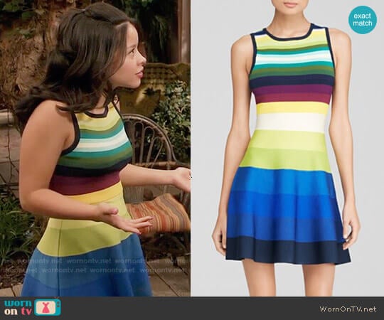 Karen Millen Rainbow Stripe Knit Dress worn by Mariana Foster (Cierra Ramirez) on The Fosters