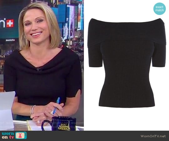 Short Sleeve Bardot Top by Karen Millen worn by Amy Robach on Good Morning America