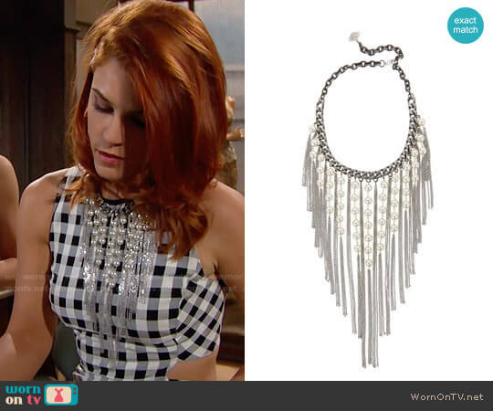 Laura Cantu Pearl Fringe Necklace worn by Sally Spectra (Courtney Hope) on The Bold and the Beautiful