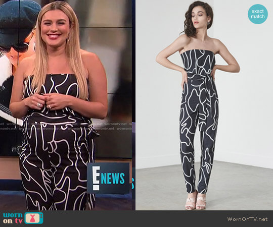 Squiggle Print Strapless Jumpsuit  by Lavish Alice worn by Carissa Loethen Culiner on E! News