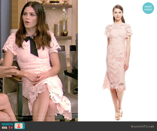 Leaf Guipure Lace Ruffle Skirt Dress by Lela Rose worn by Jenna Dewan Tatum on Live with Kelly and Ryan