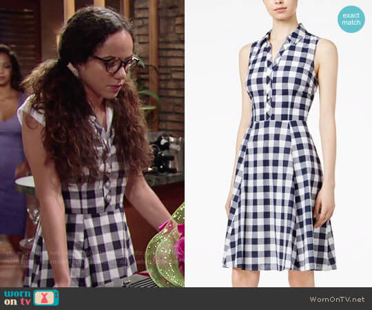 Maison Jules Maison Jules Cotton Gingham Shirtdress worn by Mattie Ashby (Lexie Stevenson) on The Young and the Restless