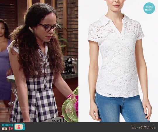 Maison Jules Crochet Lace Polo worn by Mattie Ashby (Lexie Stevenson) on The Young and the Restless