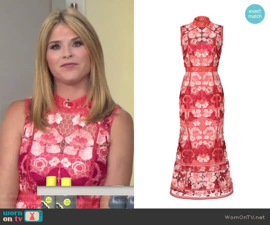 Butterfly Lace Midi Dress by Notte by Marchesa worn by Jenna Bush Hager on Today