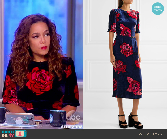 Freya floral-print velvet midi dress by Markus Lupfer worn by Sunny Hostin on The View