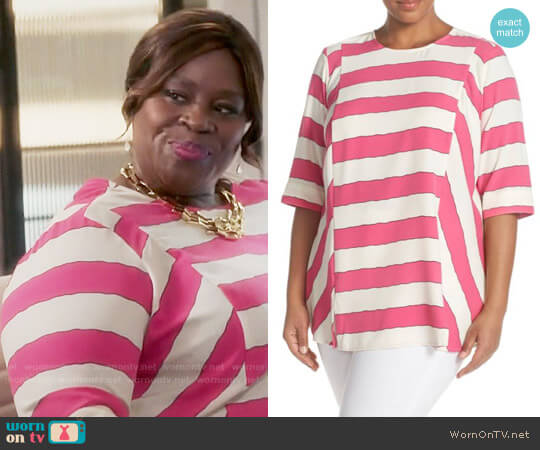 Melissa McCarthy Seven7 Stripe Blouse worn by Barbara (Retta) on Girlfriends Guide to Divorce