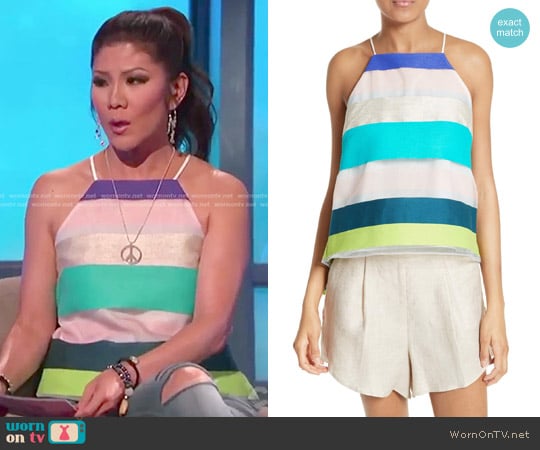 Stripe Trapeze Camisole by Milly worn by Julie Chen on Big Brother