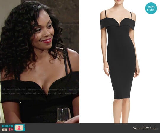 Nookie Pretty Belle Cold-Shoulder Dress worn by Hilary Curtis (Mishael Morgan) on The Young and the Restless