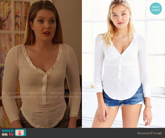 Out From Under Cozy Ribbed Henley worn by Sutton (Meghann Fahy) on The Bold Type