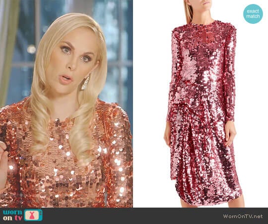 Carlin Asymmetric Sequined Tulle Midi Dress by Preen by Thornton Bregazzi worn by Kameron Westcott on The Real Housewives of Dallas