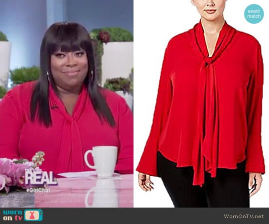 WornOnTV: Loni’s red bell sleeve neck tie top on The Real | Loni Love ...