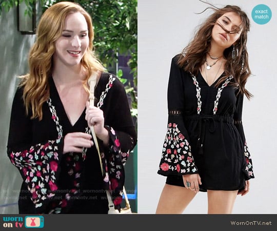 Rahi Cali Poppy Romance Romper worn by Mariah Copeland (Camryn Grimes) on The Young and the Restless