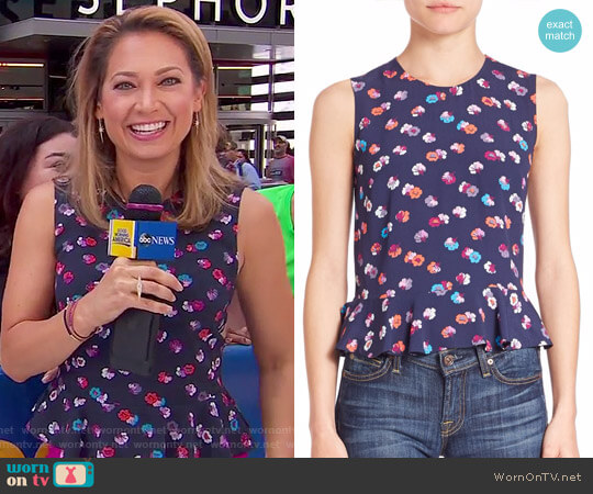 Sakura Peplum Top by Rebecca Tyalor worn by Ginger Zee on Good Morning America