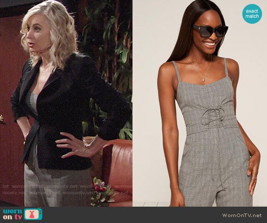 Reformation Warner Jumpsuit in Florence worn by Ashley Abbott (Eileen Davidson) on The Young and the Restless