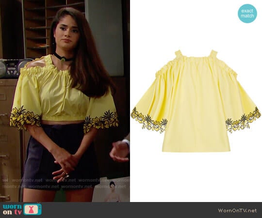 Sandro Embroidered Cold Shoulder Top worn by Darlita (Danube Hermosillo) on The Bold and the Beautiful