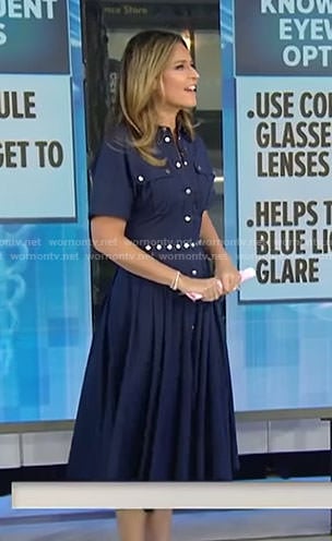 Savannah’s blue button front pleated dress on Today