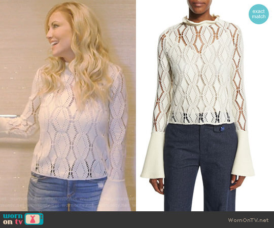 Bell-Sleeve Crochet Top by See by Chloe worn by Stephanie Hollman on The Real Housewives of Dallas