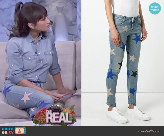 Star Print Cropped Jeans by Stella McCartney worn by Jeannie Mai on The Real