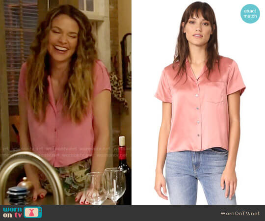 T by Alexander Wang Button Thru Collared Shirt worn by Liza Miller (Sutton Foster) on Younger