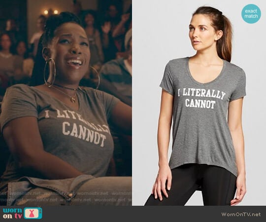 I Literally Cannot V-Neck Drapey Graphic Tee by Target worn by Joelle Brooks (Ashley Featherson) on Dear White People