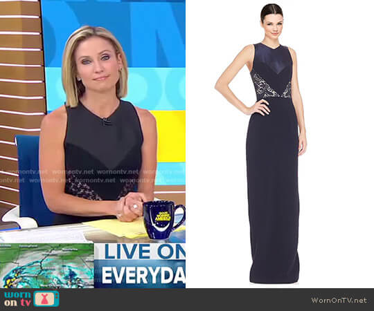 Lace Inset Dress by Theia worn by Amy Robach on Good Morning America