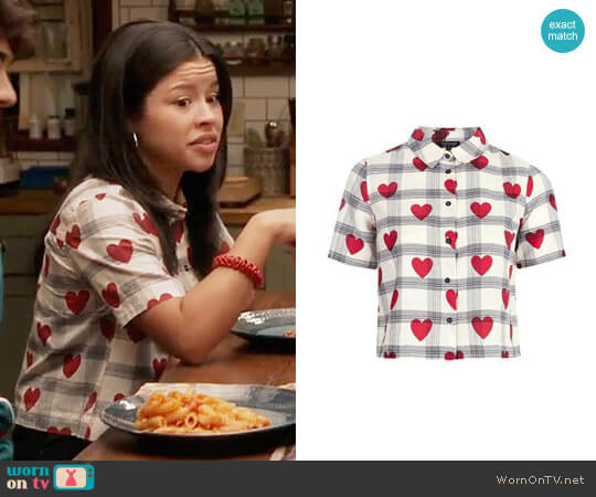 Topshop Crop Heart Check Shirt  worn by Mariana Foster (Cierra Ramirez) on The Fosters